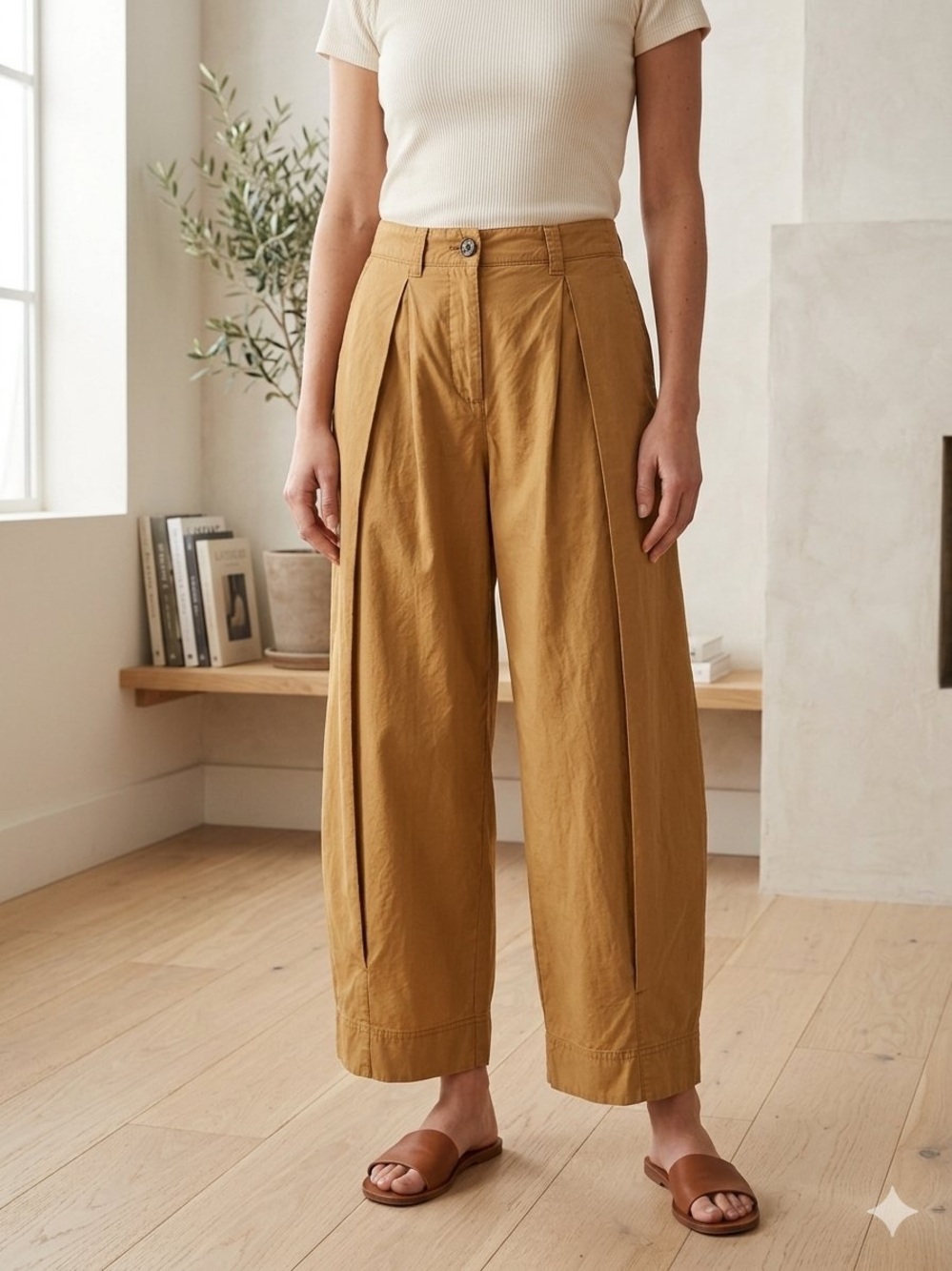 NWT Free People High-Rise Wide-Leg Trousers in Mustard Yellow